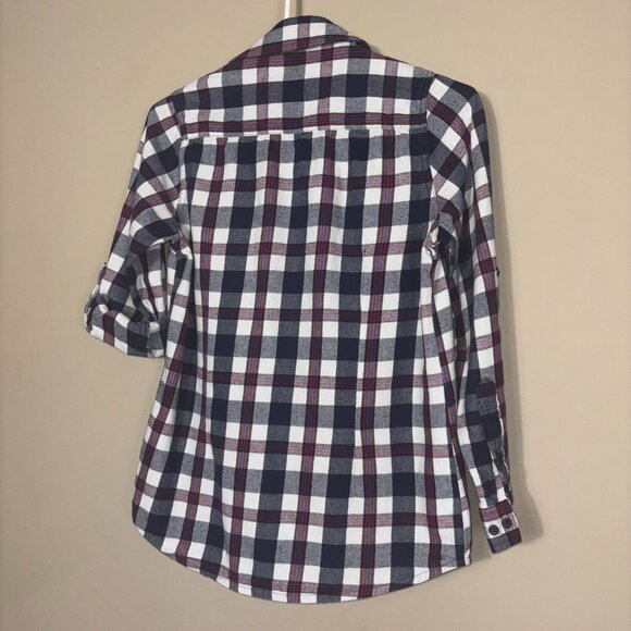 EMMA Jeans USA Navy, White, and Red Plaid Shirt - Size M - Picture 2 of 11